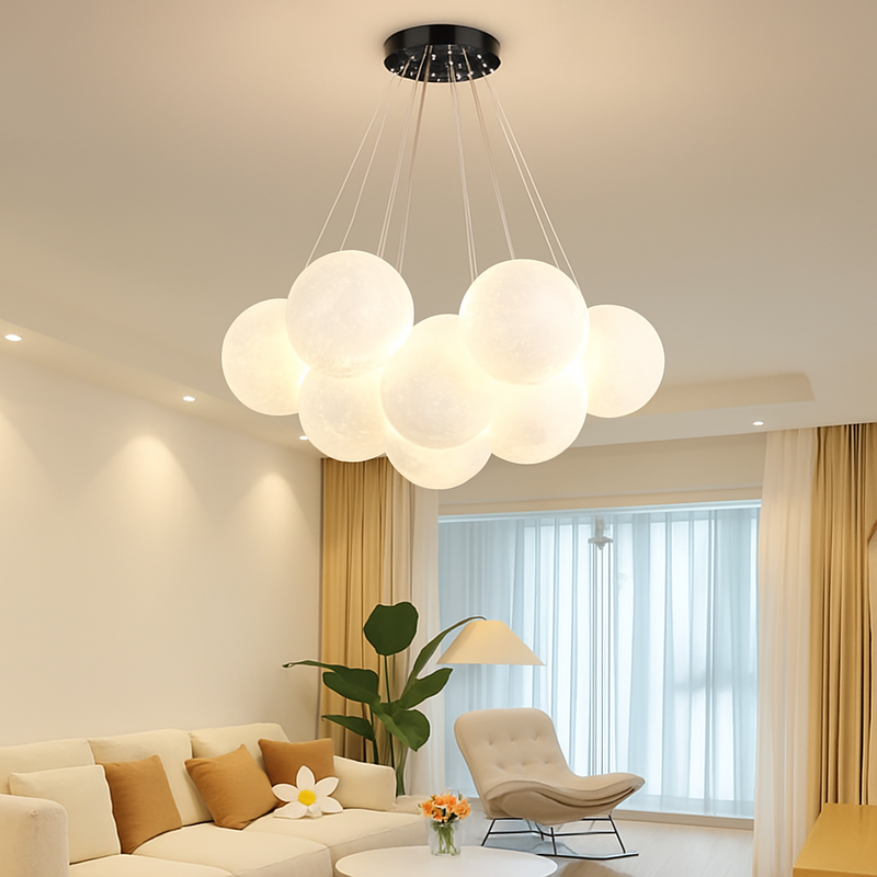 Lune Lustre Lampes Bulle Lustre Lumière pour Salon Chambre D'enfant Chambre Lampes Suspendues Or Noir G9 Ampoule AC220V