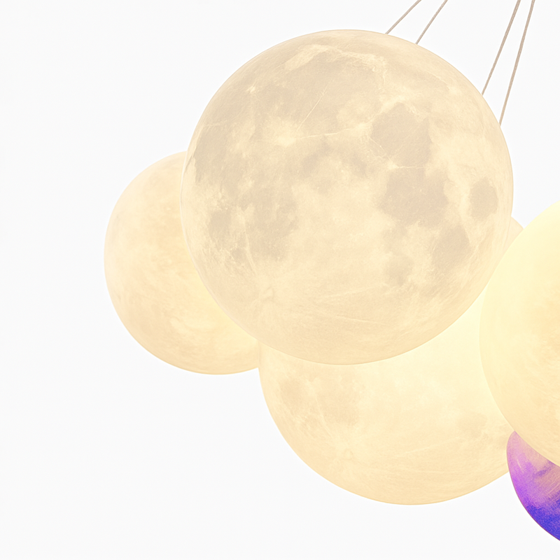 Lune Lustre Lampes Bulle Lustre Lumière pour Salon Chambre D'enfant Chambre Lampes Suspendues Or Noir G9 Ampoule AC220V