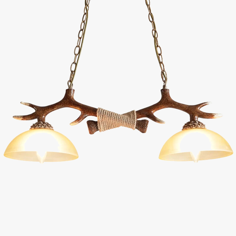 lustre antique nordique en résine avec chaîne en bois de cerf