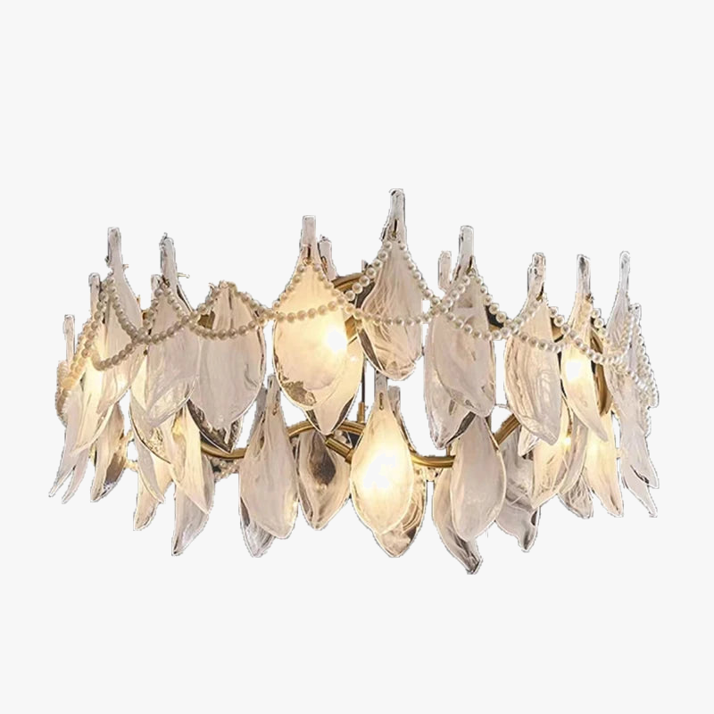lustre créatif en verre dépoli avec perles suspendu moderne