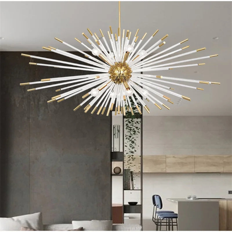 lustre de luxe design cristal pissenlit led pour décoration intérieure