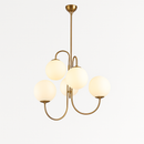 Lustre design avec branches dorées et boule de verre