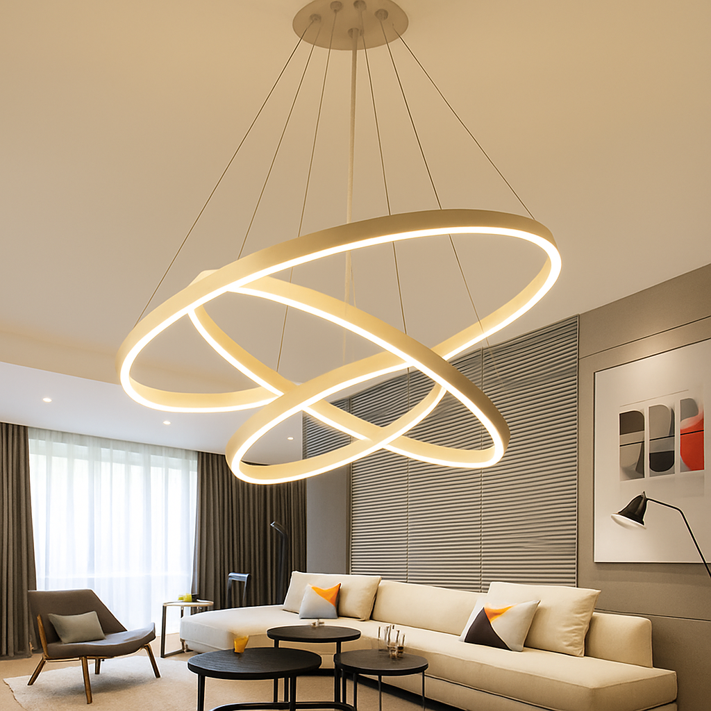 Lustre design cercles entrelacés (noir ou blanc) - vue 4 sur 9