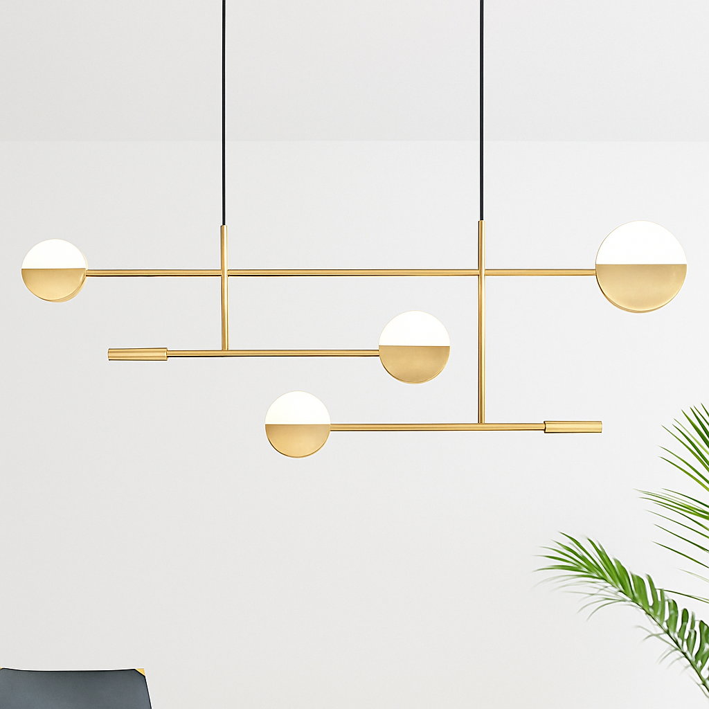 Lustre design et minimaliste doré et formes circulaires Zev