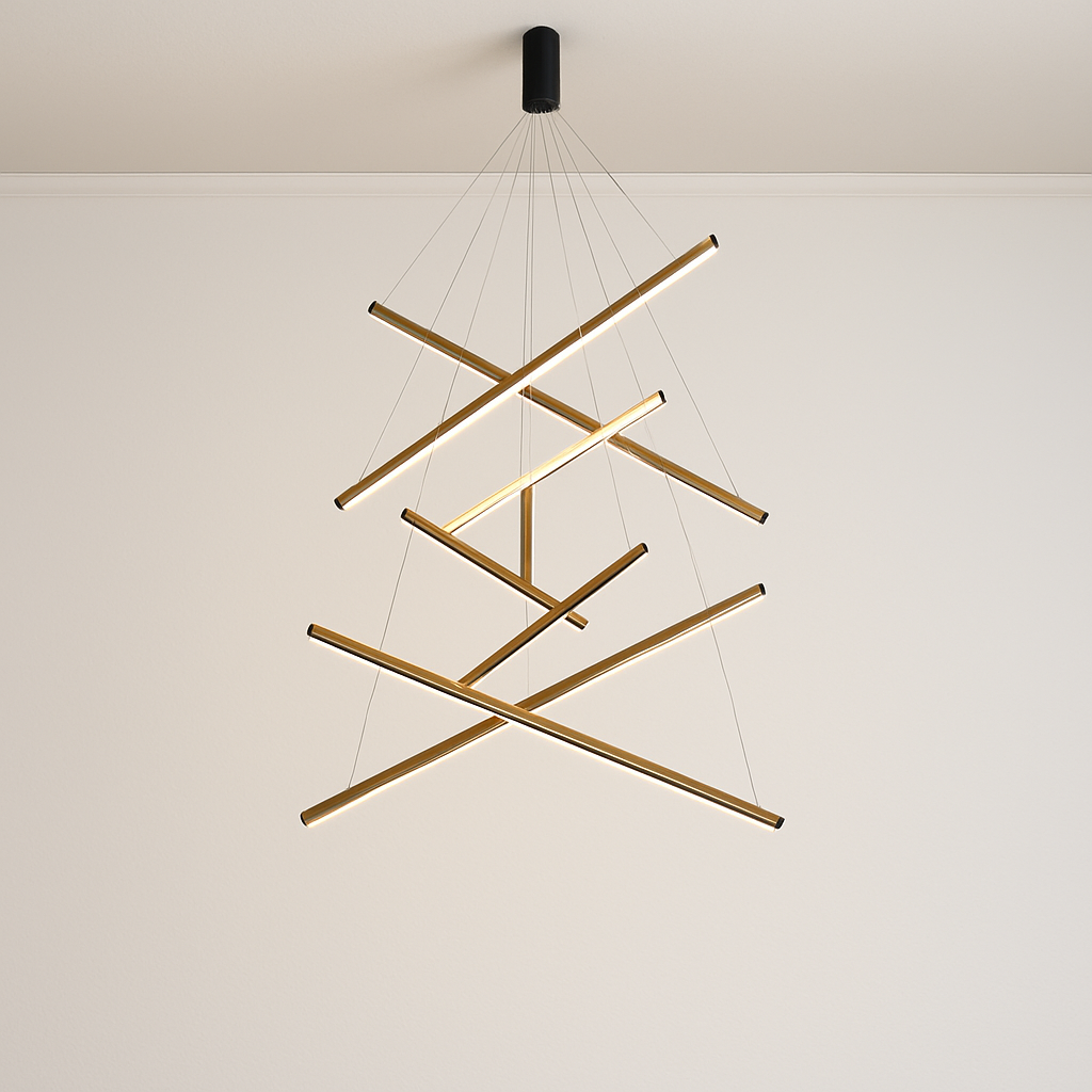 Lustre design LED avec baguettes métalliques lumineuses Solana - vue 17 sur 17
