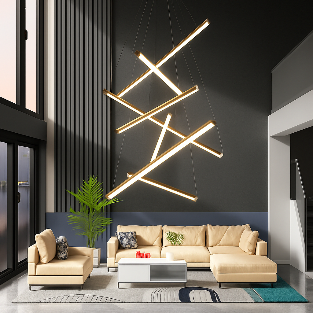 Lustre design LED barrettes lumineuses en métal Zillion - vue 6 sur 11