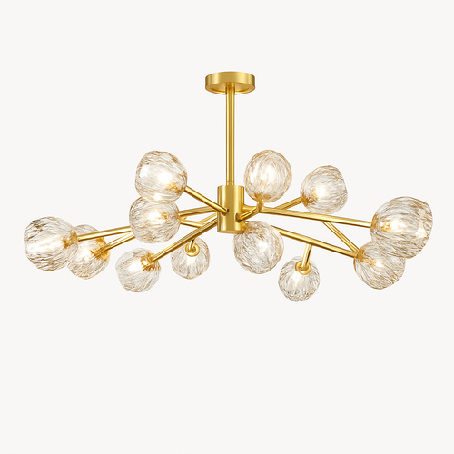 Lustre design à LED doré avec boule en cristal Luxury