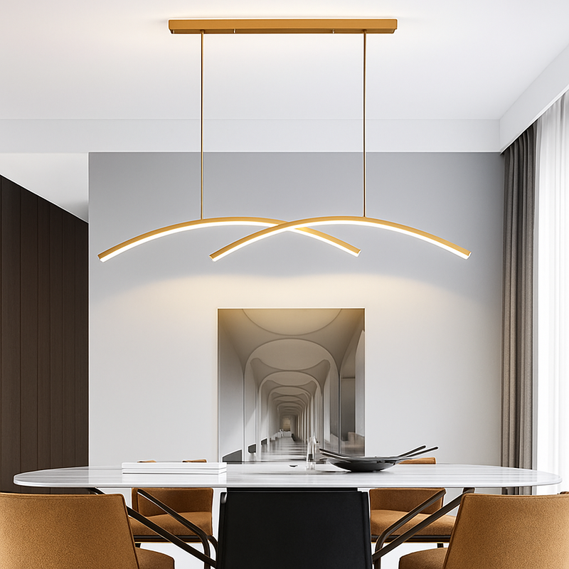 Lustre design LED en forme d'arc métallique Roxanna