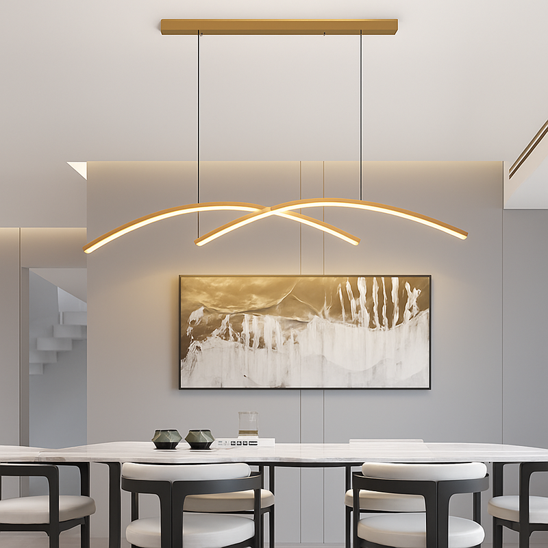 Lustre design LED en forme d'arc métallique Roxanna