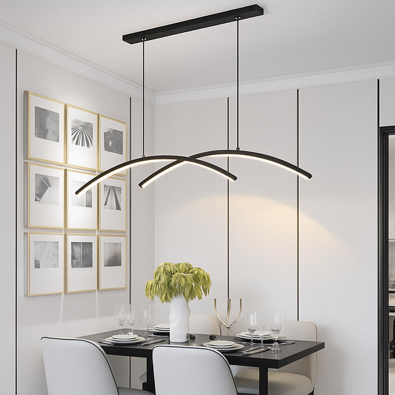 Lustre design LED en forme d'arc métallique Roxanna