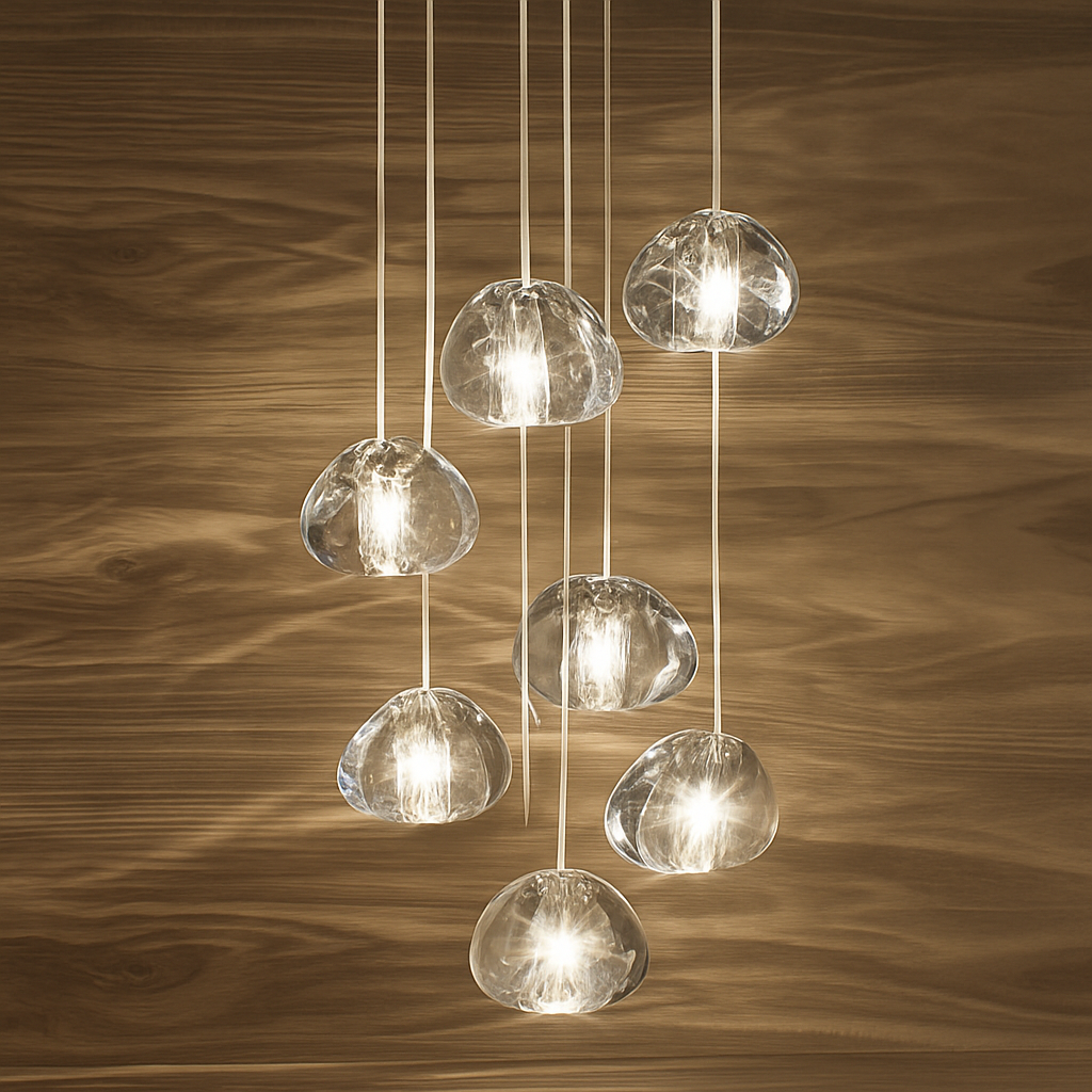 lustre en cristal design luxe pour éclairage moderne escalier colimaçon - vue 4 sur 15