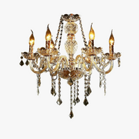 Lustre en cristal européen salon chambre salle à manger Restaurant mariage bougie dorée lampes en cristal Simple