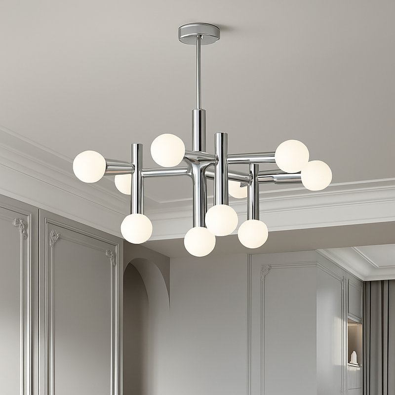 lustre en métal chrome style designer art décor