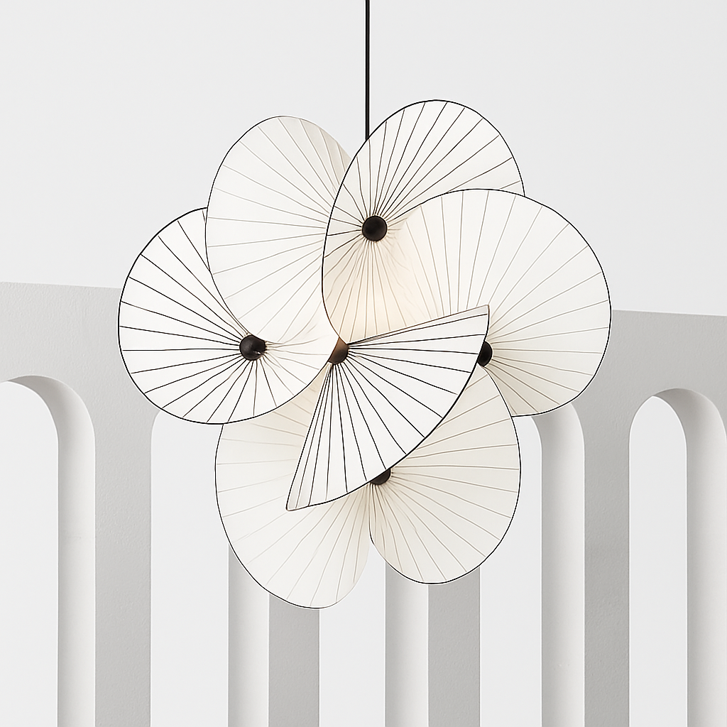 lustre 	 en tissu design éclairage maison fil réglable - vue 3 sur 7