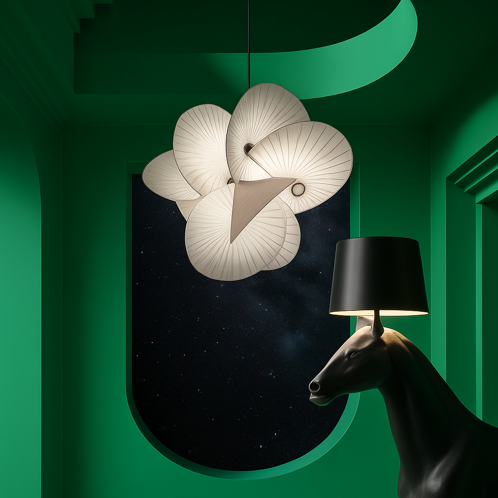 lustre 	 en tissu design éclairage maison fil réglable - vue 5 sur 7