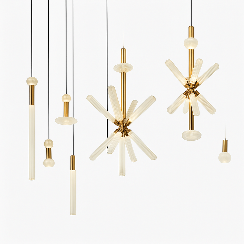 lustre en verre transparent design moderne pour espaces commerciaux et privés