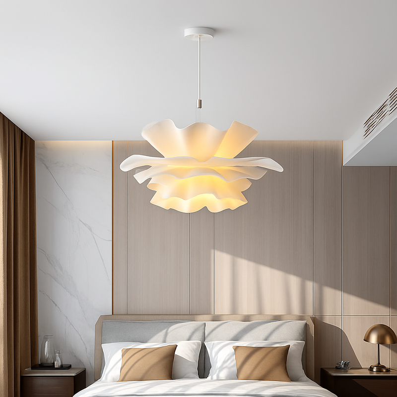 Lustre à fleurs blanches design nordique suspension pour chambre salon Bar lampe à manger chambre d'enfants suspension danoise