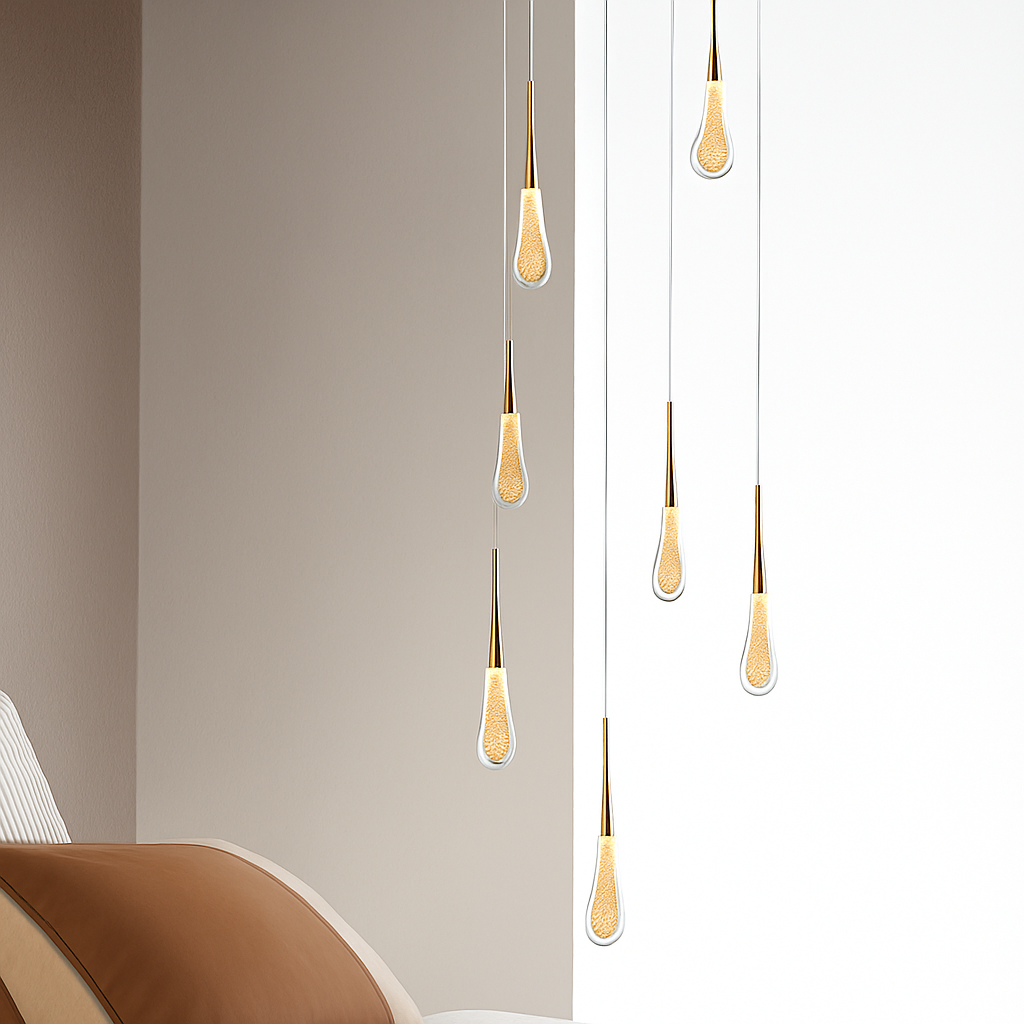 lustre goutte d'eau en cristal pour décoration intérieure - vue 2 sur 16