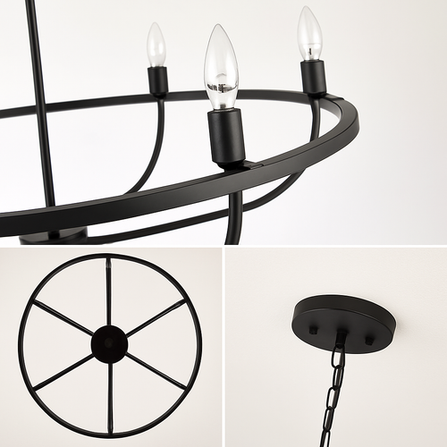 lustre industriel rétro en fer à 6 têtes pour décoration intérieure