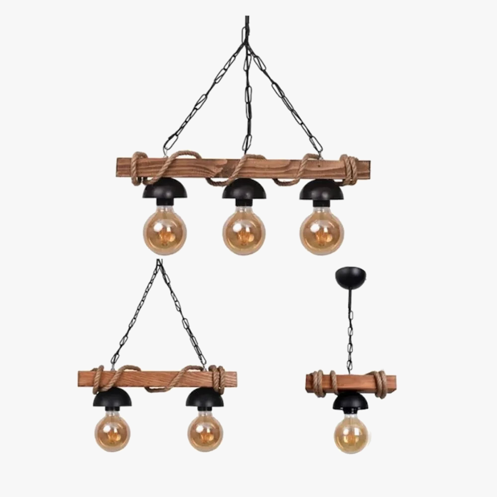 Lustre Vintage décoration en bois et métal