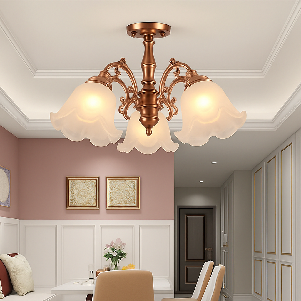 Lustre à LED avec abat-jour en fleurs - vue 4 sur 19