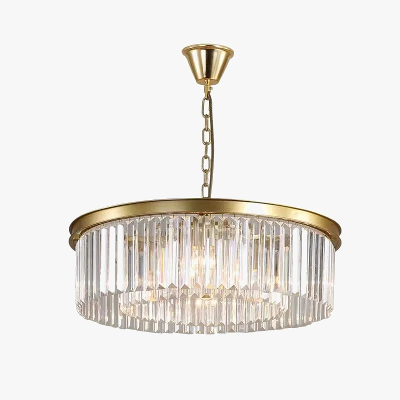 lustre led en métal style rétro américain avec chaîne et cristal
