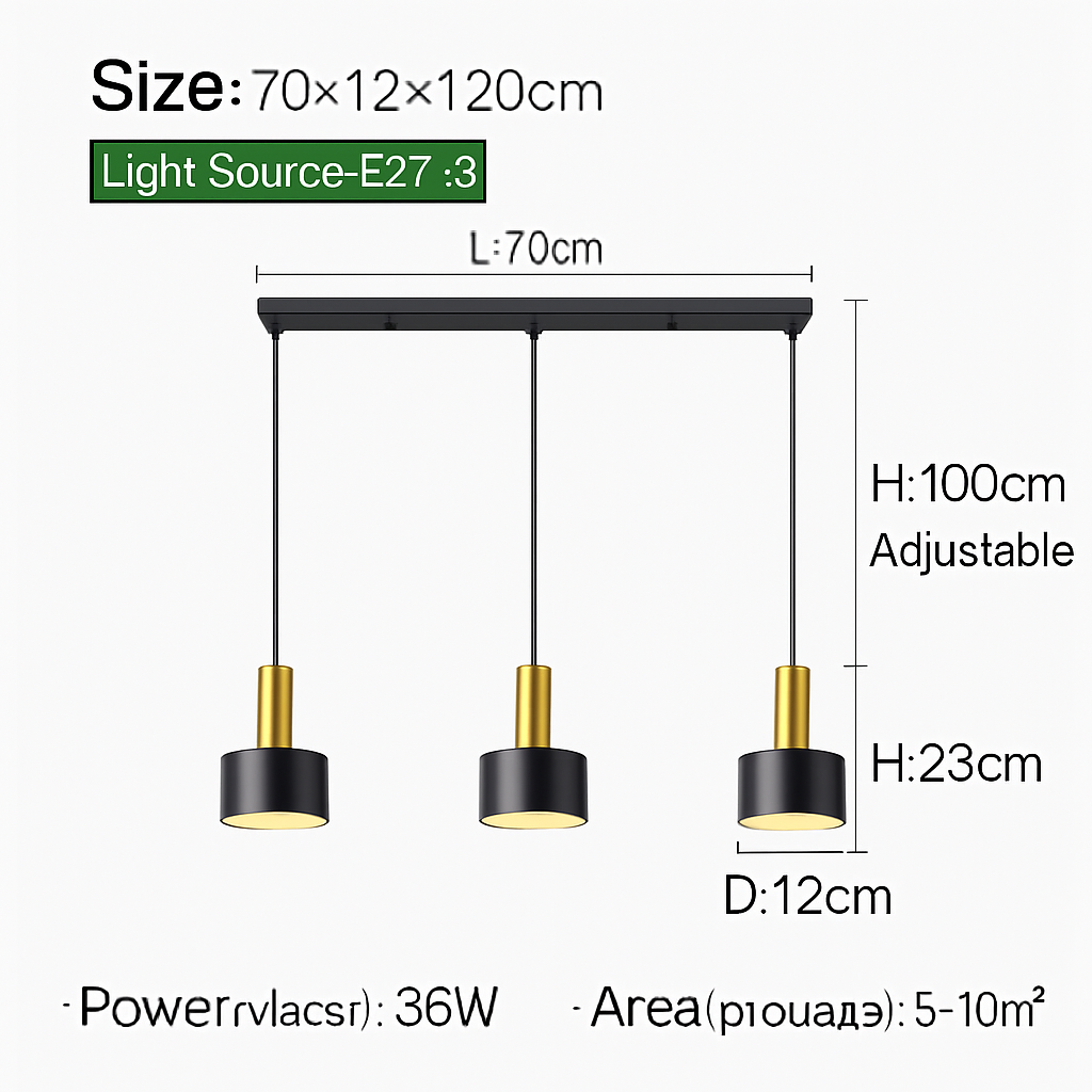 lustre led minimaliste trichromatique pour décoration intérieure