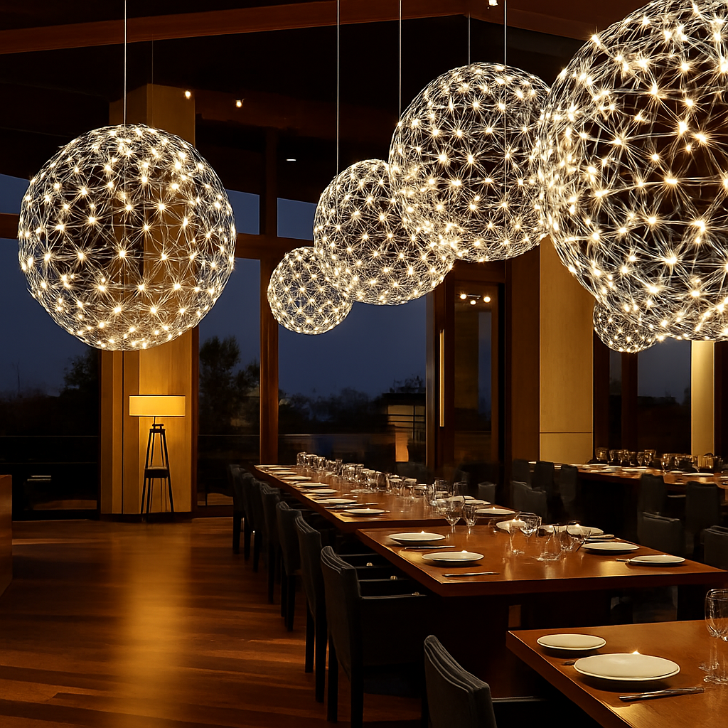 lustre led suspendu design moderne en forme de boule - vue 4 sur 8