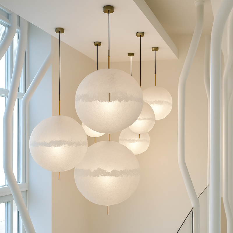 lustre lune led design italien en fibre de verre