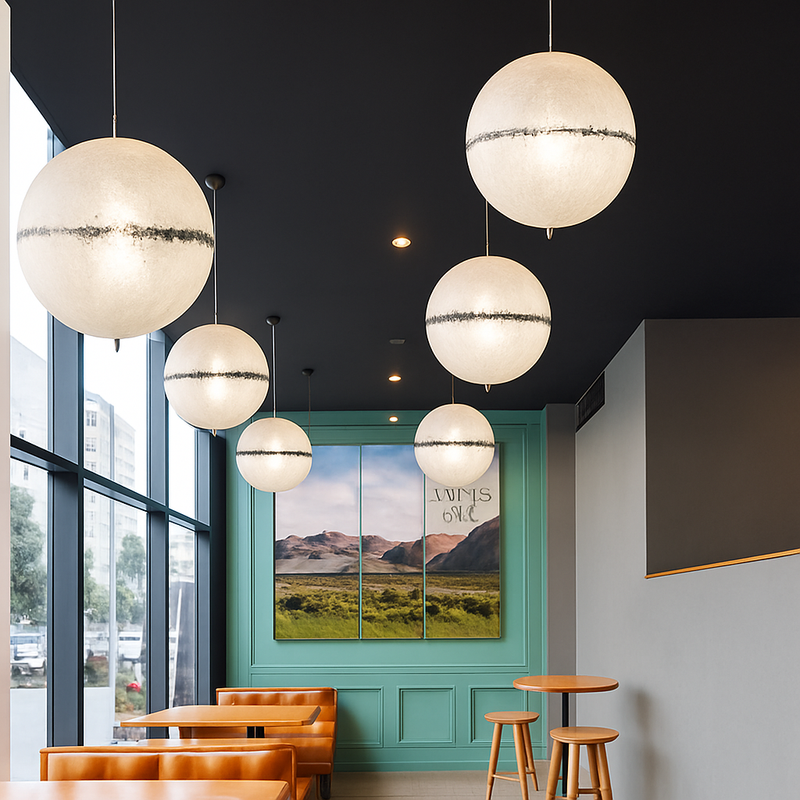 lustre lune led design italien en fibre de verre