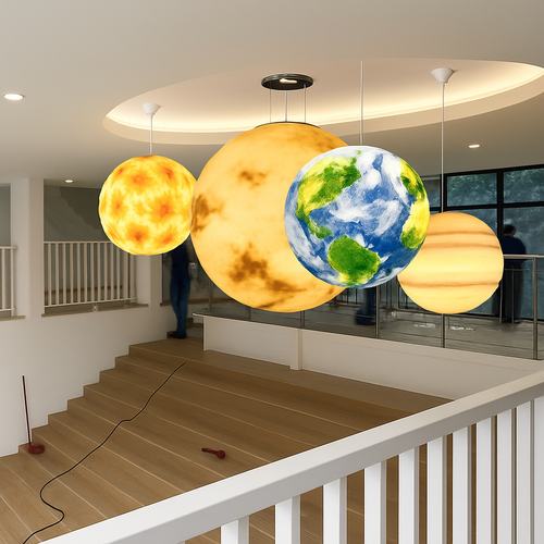 lustre moderne acrylique en forme de planète et lune