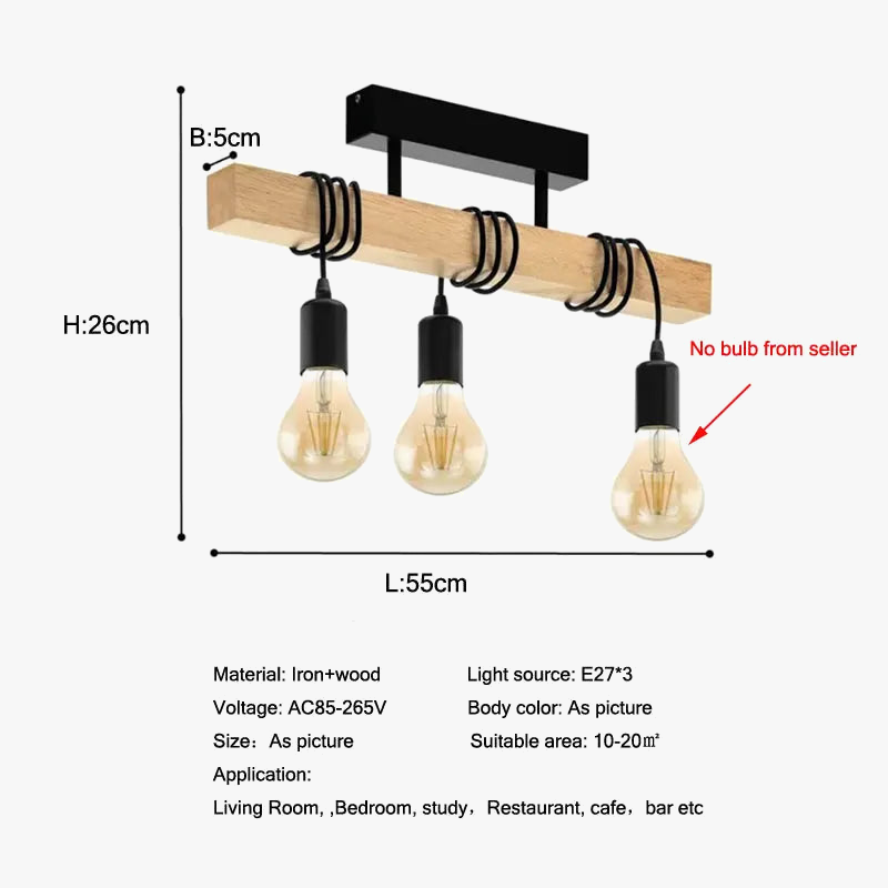 lustre moderne en bois massif créatif suspension pour restaurant