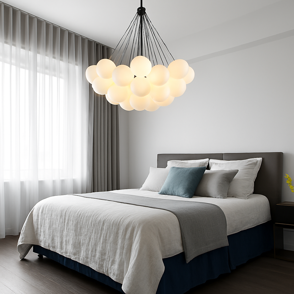 lustre moderne en verre dépoli avec suspension - vue 11 sur 10