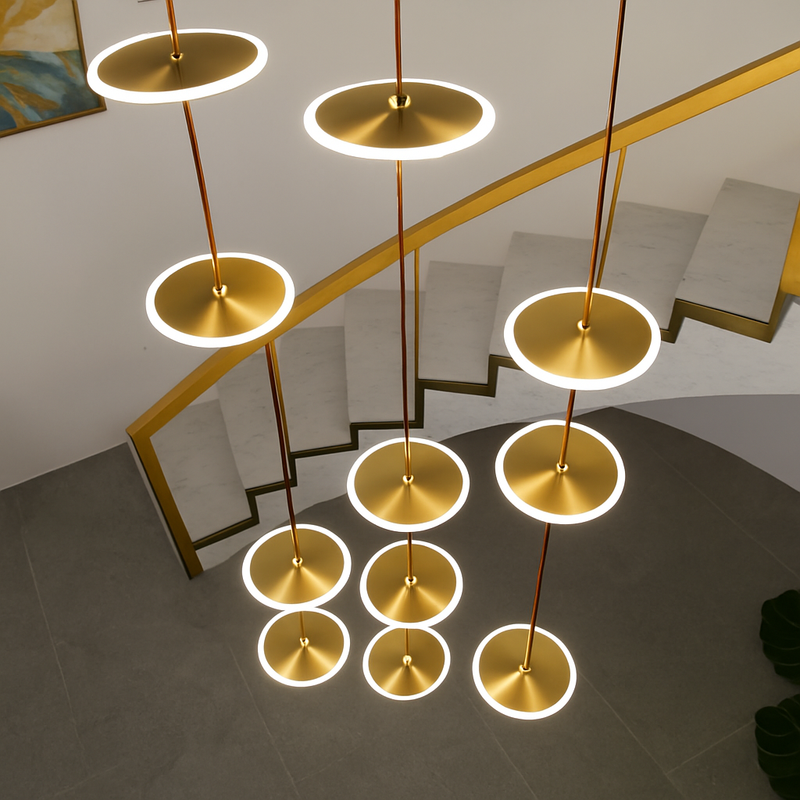 lustre moderne à led pour escalier design et élégant