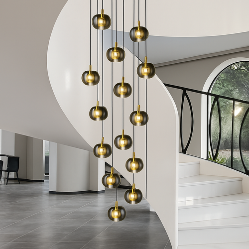 lustre moderne noir et doré éclairage led design élégant