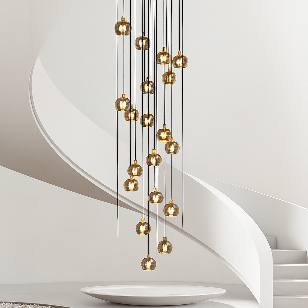 lustre moderne noir et doré éclairage led design élégant - vue 5 sur 14