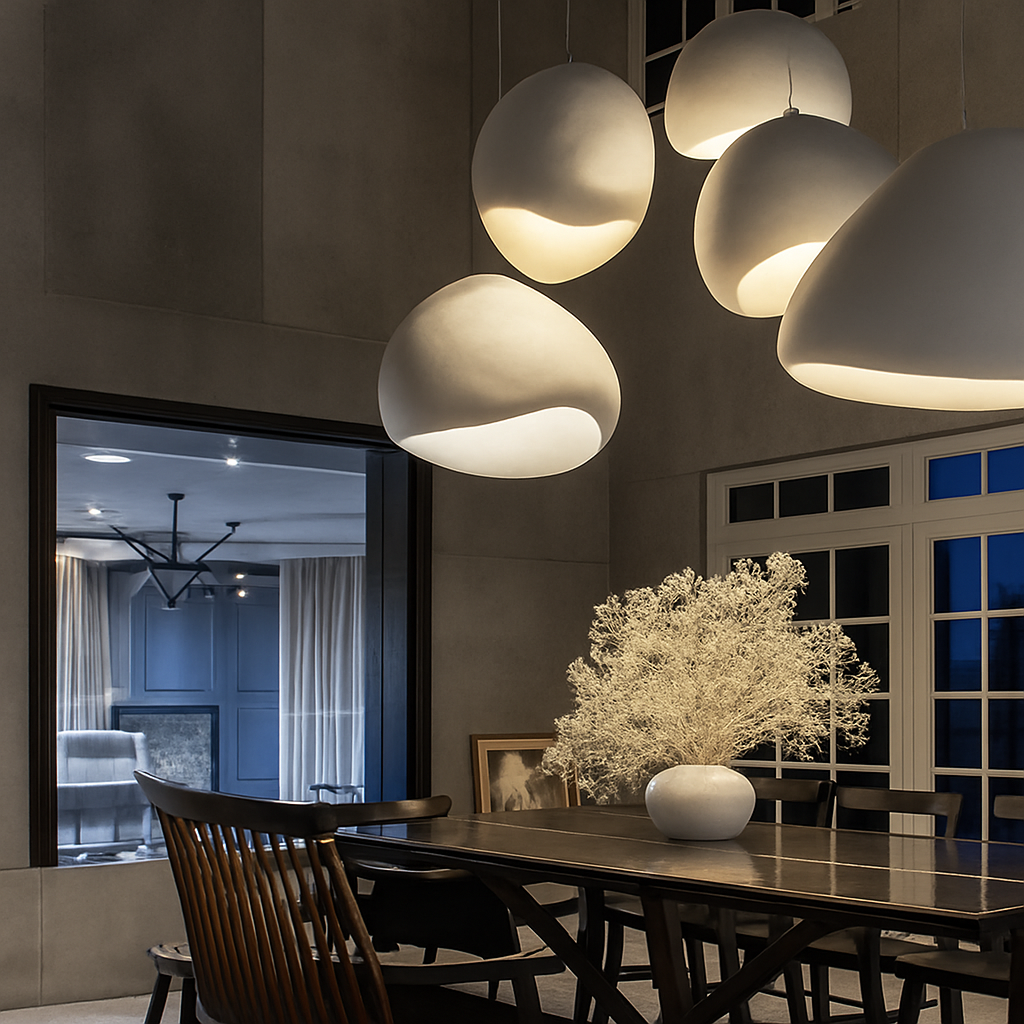 lustre moderne nordique wabi sabi led suspendu loft - vue 5 sur 10