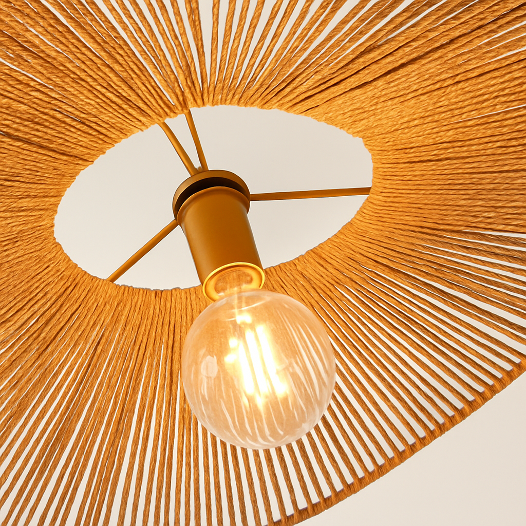 lustre nordique en paille pour décoration moderne intérieure - vue 7 sur 9
