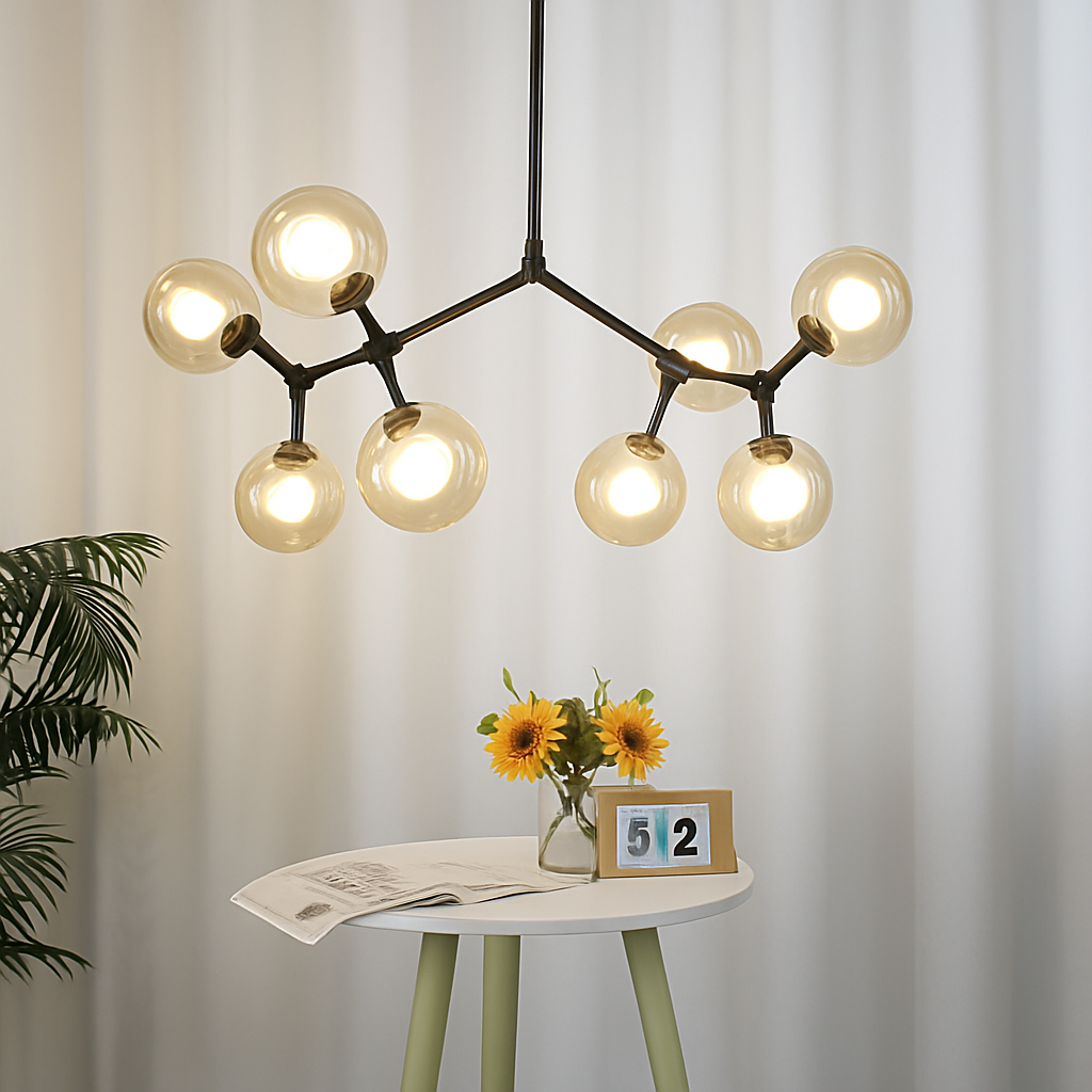 lustre nordique led créatif avec abat-jour multicolore en verre - vue 4 sur 11
