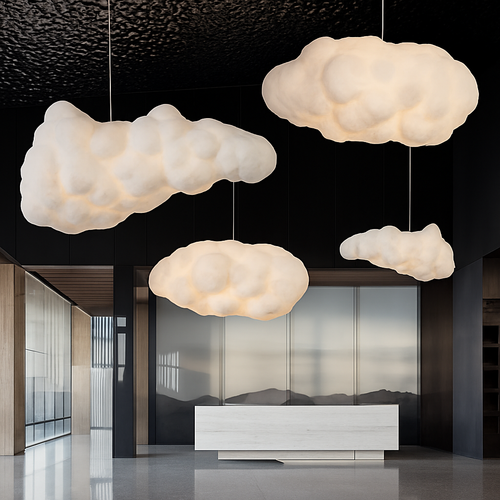 lustre nuages blancs en soie coton led pour enfants