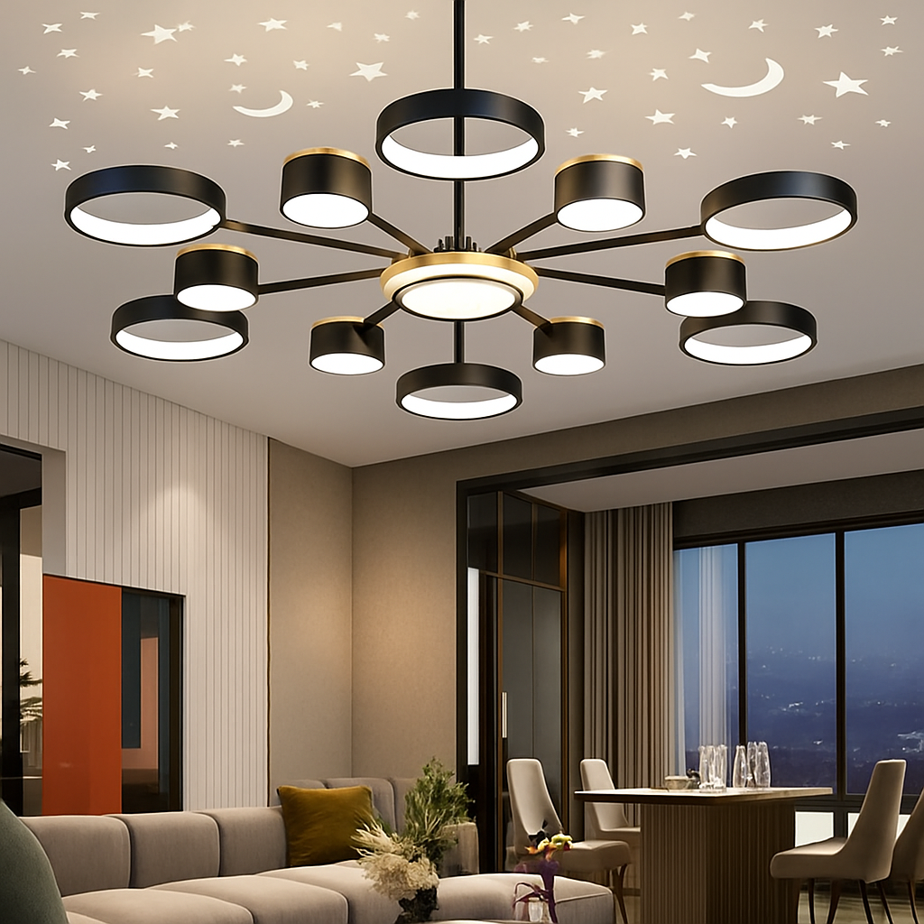 lustre romantique étoilé moderne 6 lumières créatif - vue 5 sur 16