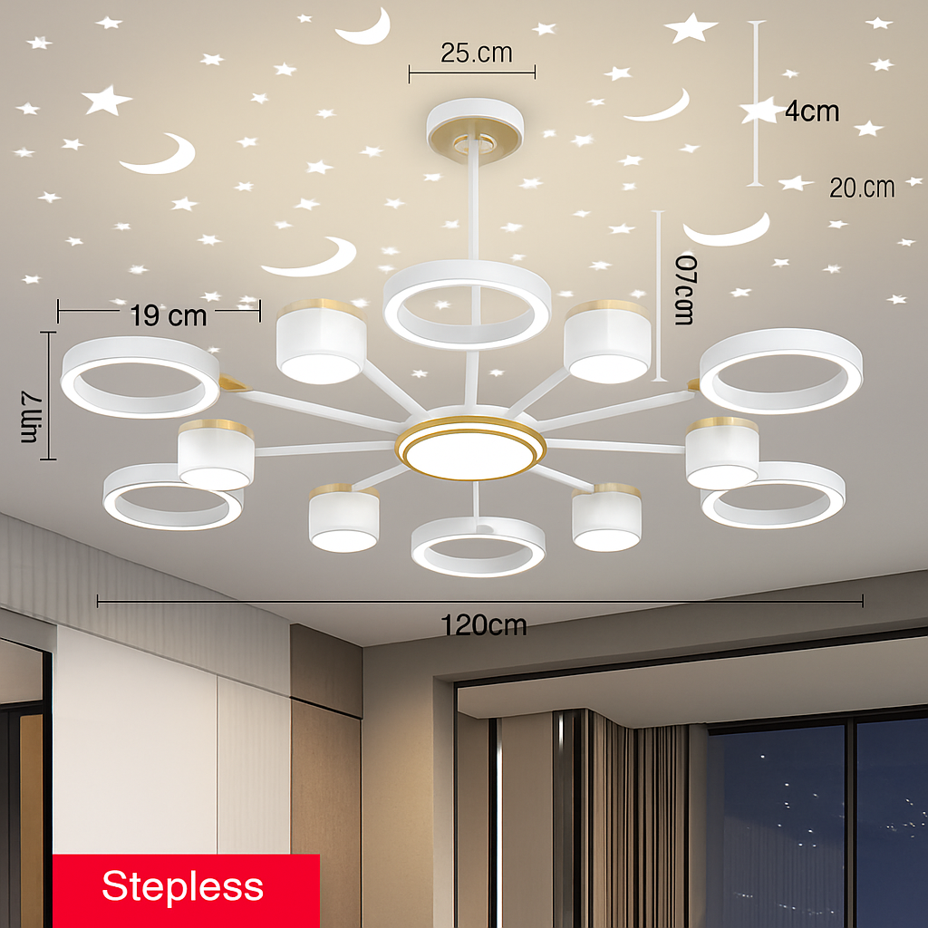 lustre romantique étoilé moderne 6 lumières créatif