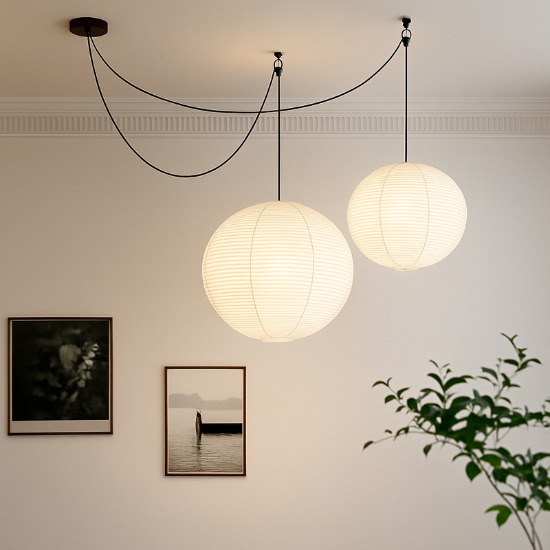 lustre rond en papier de riz pour décoration intérieure