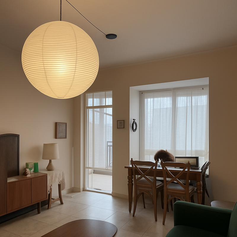 lustre rond en papier de riz pour décoration intérieure