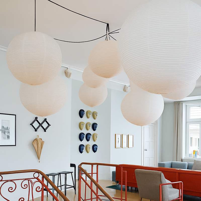 lustre rond en papier de riz pour décoration intérieure