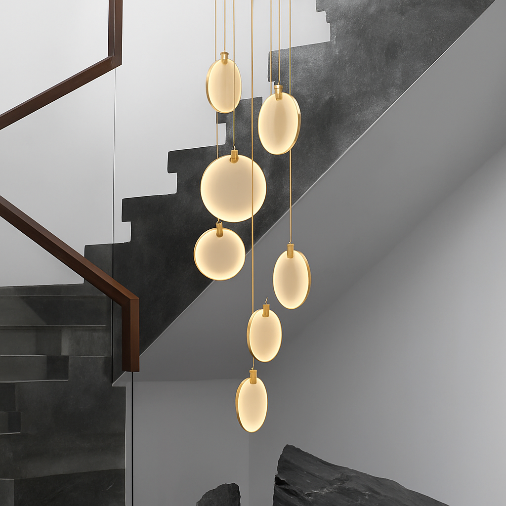 lustre suspendu moderne en marbre pour décoration ronde - vue 5 sur 10