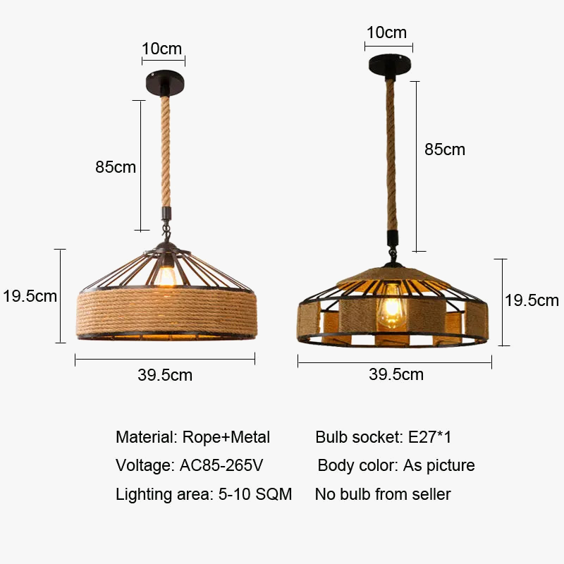 lustre suspendu vintage en corde de cuisine industriel rétro loft