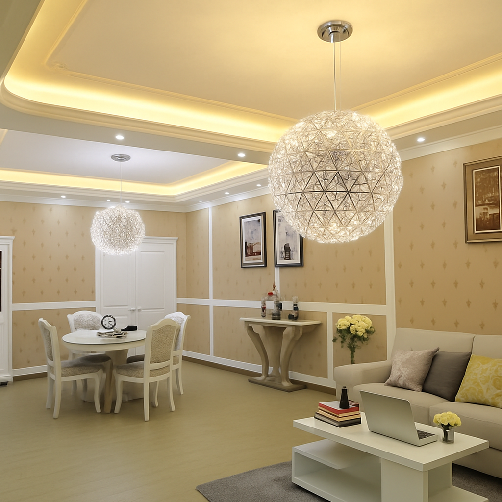 lustre suspension loft en acier inoxydable led spark ball - vue 4 sur 8