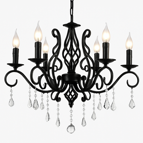 lustre vintage en cristal et fer forgé pour un éclairage élégant