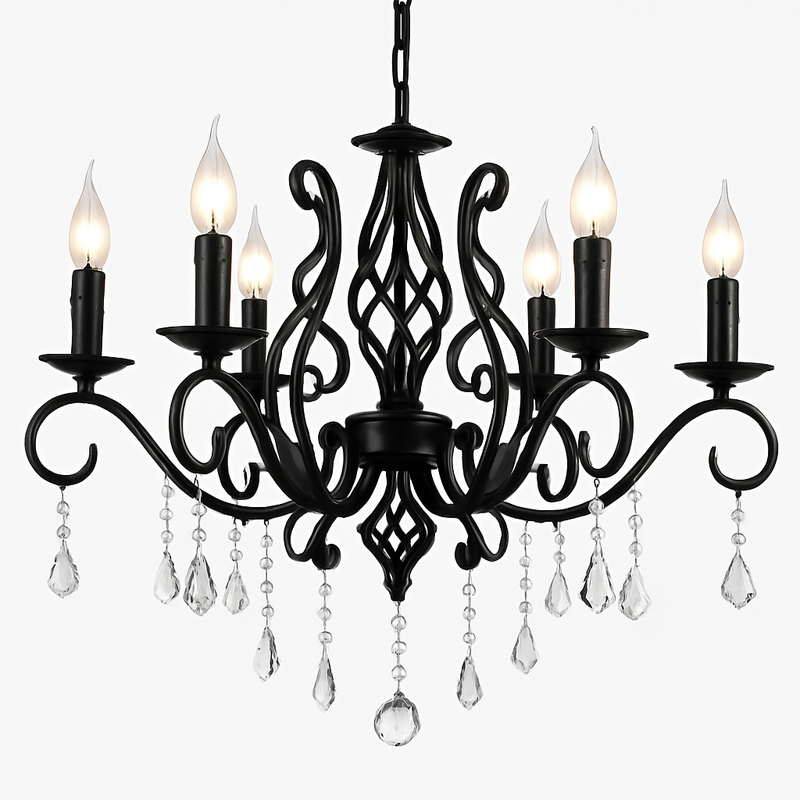 lustre vintage en cristal et fer forgé pour un éclairage élégant